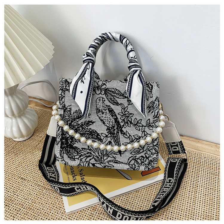 Exclusive 2025 Artist-Designed Tote Bag - Monet Garden Style Women's Crossbody Purse, Luxury Pearl & Floral Print Hot Sale