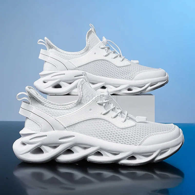 YRZL Men Casual Shoes White Sneakers Running Shoes for Men Lace Up Lightweight Breathable Anti Slip Cfortable Sports Shoes Z250513