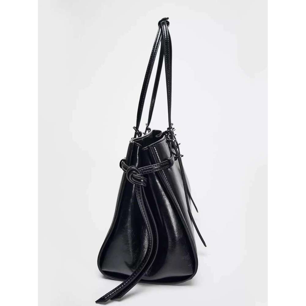 New Atmospheric Hand-Held Women's Bag, Black Extended Version, Double Strap, Fashionable And Simple Casual Shoulder Bag