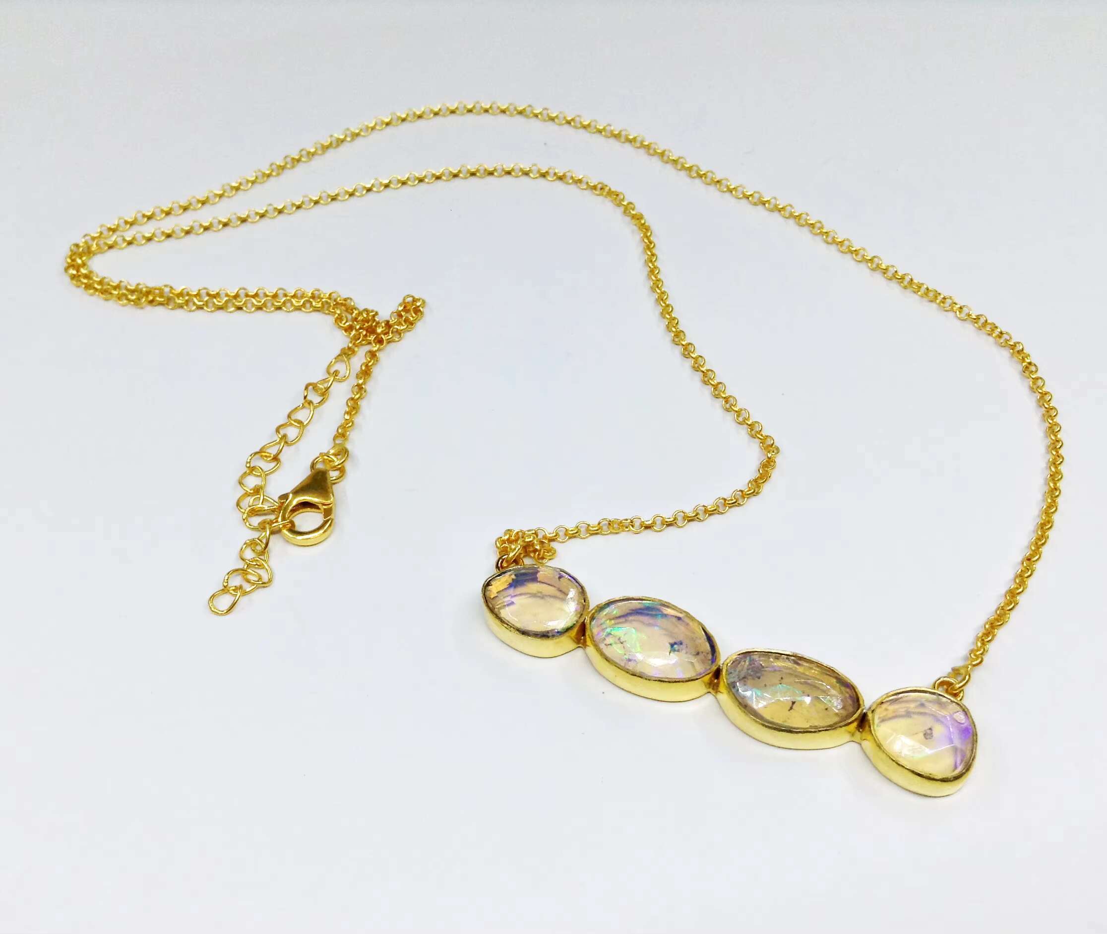 Classic Design Pure Sier Gold Plated Natural Opal Pendant Fashion Accessories Women's Party Wearing Necklace