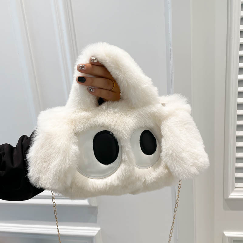 Women's Big Eyes Dog 25 Winter New Cute Cartoon Handheld Small Square Single Shoulder Crossover Plush Bag