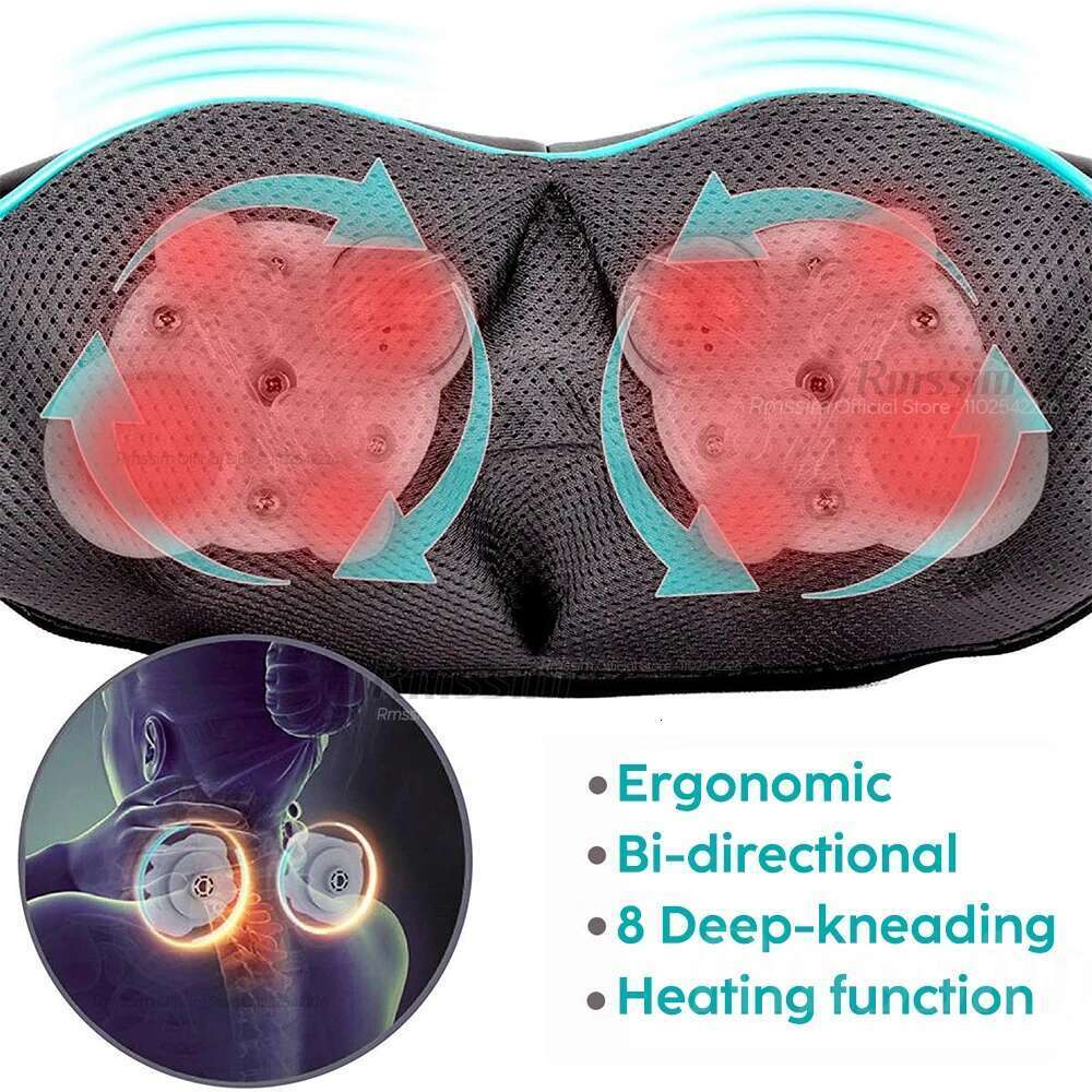 Shiatsu and Shoulder Heated Back Massager U Shape Deep Kneading Electric Massage Pillow For Neck Waist Leg Body