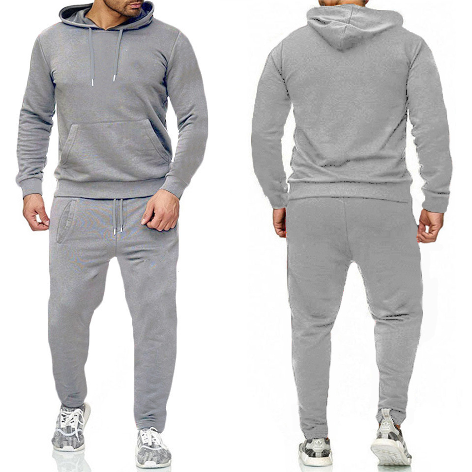 Casual Fashion American Solid Color Cotton Oversized Sweatshirt Men Two Piece Harajuku Joker Slacks Jogging Pants Tracksuits 250213