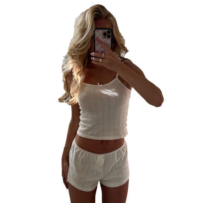 Summer Jacquard Women's Suspender Shorts Set, Home Two-Piece Set B5