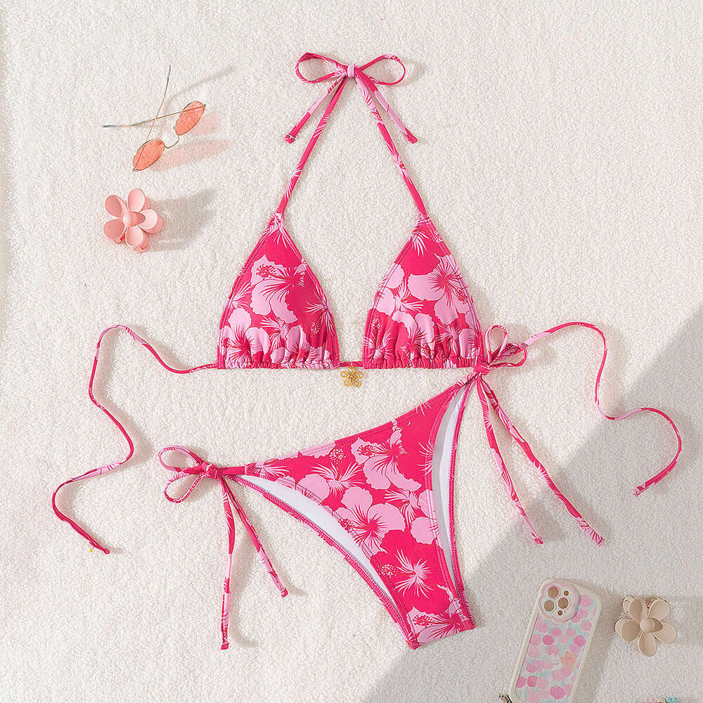 20254 European and American lace up high-end bikini swimsuit set for women 2025 new casual versatile fashion clothing