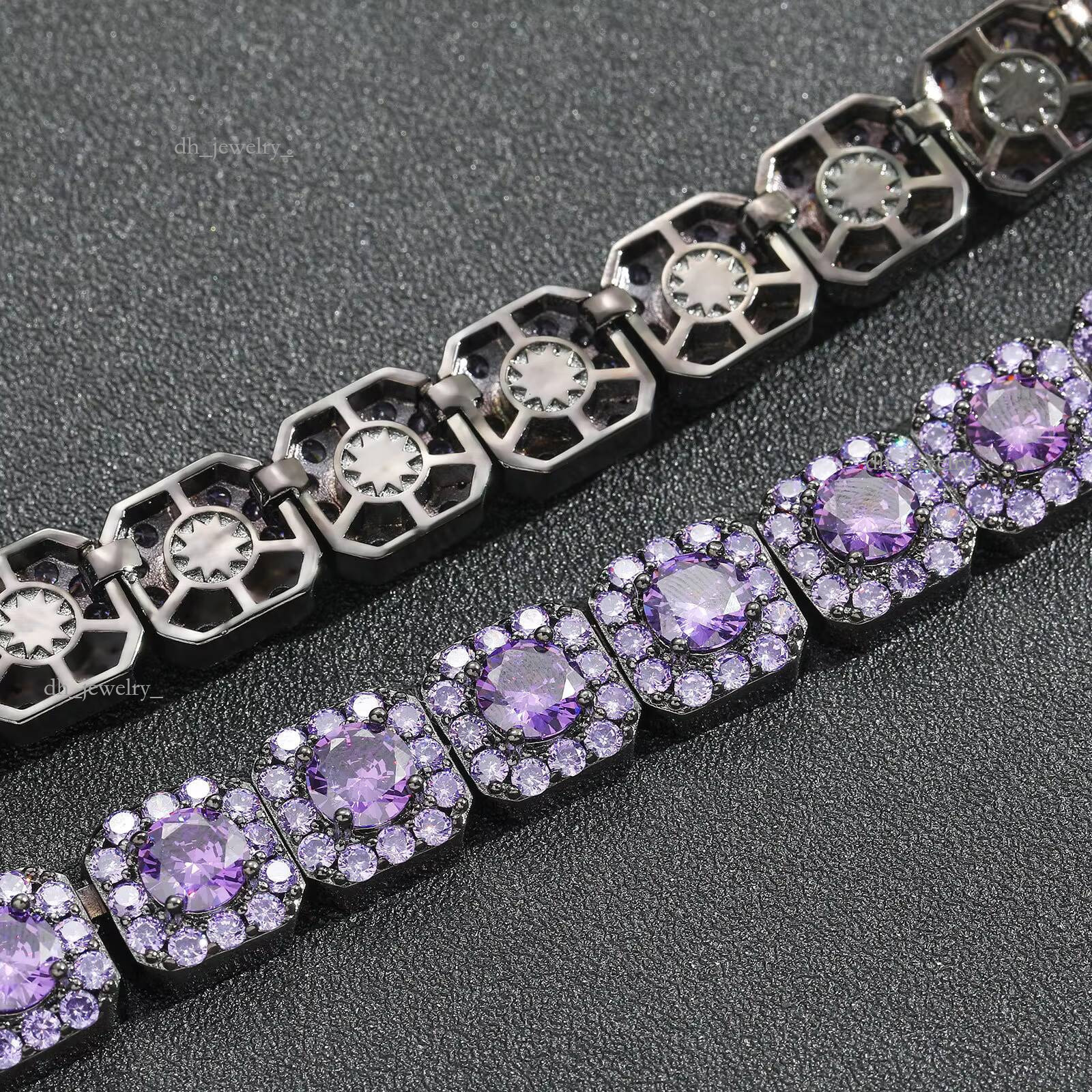 New Arrival Hip Hop Purple Zircon 12MM Rock Sugar Personality Hipster Niche Collarbone Chain Men Street Necklace