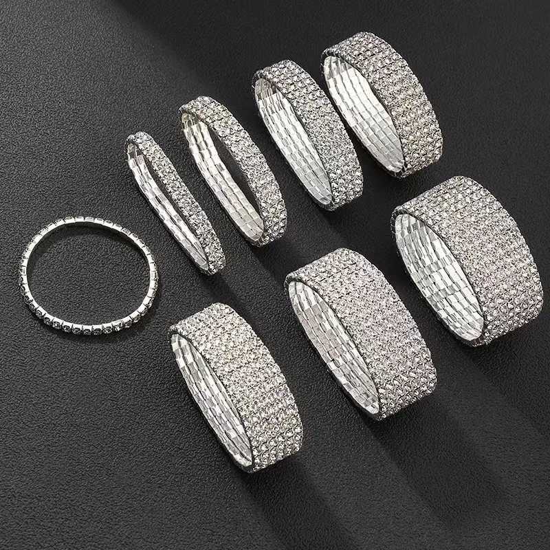 Fashion Light Luxury Multi Row Adjustable Elastic Full Diamond Bracelet Jewelry Suitable for Travel Party Festival Gifts-5104 XJ250707