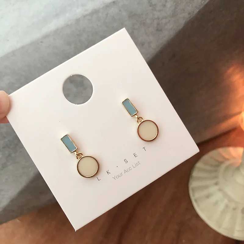 Korean Round Square Enamel Pendant Earring New Temperament Simple Contrast Color Earrings Lovely Jewelry Wholesale Gift Y250510