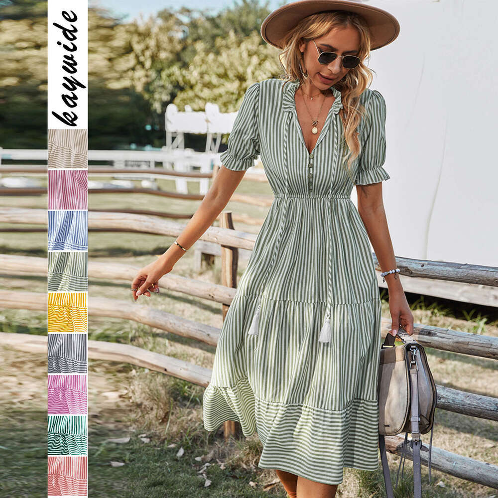 European and American women's summer striped dress temperament style 2025 new casual fashion trend clothing