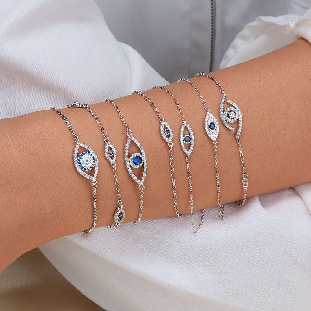 pure sier devils eye bracelet a luxurious and highend feel inlaid with blue zircon chain jewelry