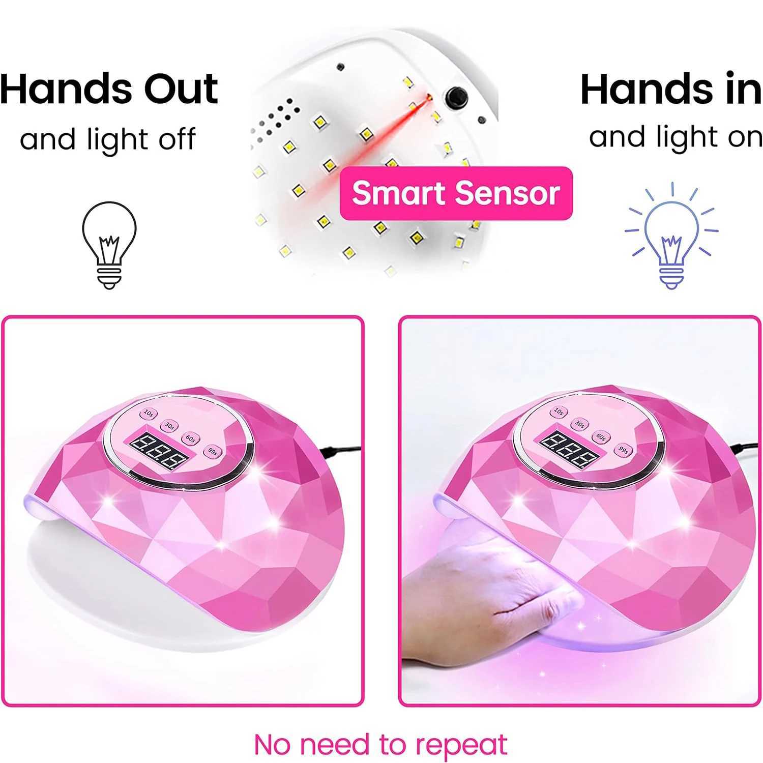 0W UV LED Nail Lamp with 39 Beads 4 Timing Settings Professional Gel Polish Drying Lamp for Manicure Suitable for Nail Salon W250513