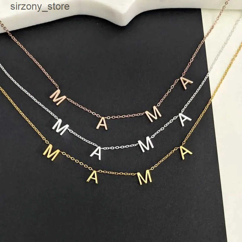 GD Wholesale Elegant Gift Tarnish Free Jewelry mother day 18k Gold Plated Stainless Steel initial Mama Chain Necklace Choker z25051316KZ