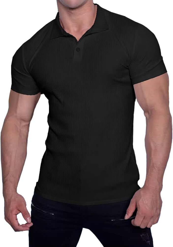 Mens Polo shirt Men's Slim Fit Muscle Polo Shirts Long&Short Sleeve Stretch Quick Dry Tee Casual Golf Athletic T-Shirts Polos shirts