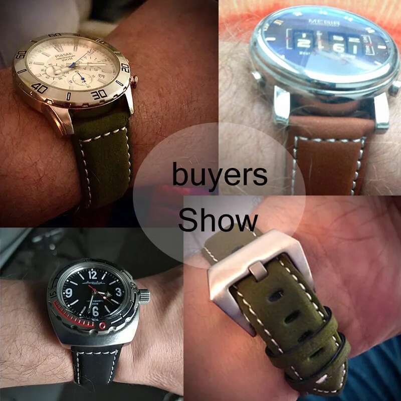 Genuine Leather Watchband Bracelet Black Blue Brown Vintage Matte Watch Strap For Women Men 18Mm 20Mm 22Mm 24Mm Wrist Band