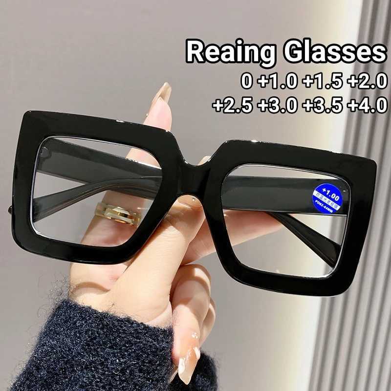 Large Square Frame Anti-Blue Light Reading Glasses Retro Luxury Brand Designer Black Eyeglasses Computer Transparent Eyewear W250513