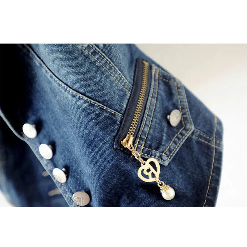 PTKPCC casual womens top denim vest jacket spring autumn sleeveless short sleeved jeans belt single chest 5XL 250506