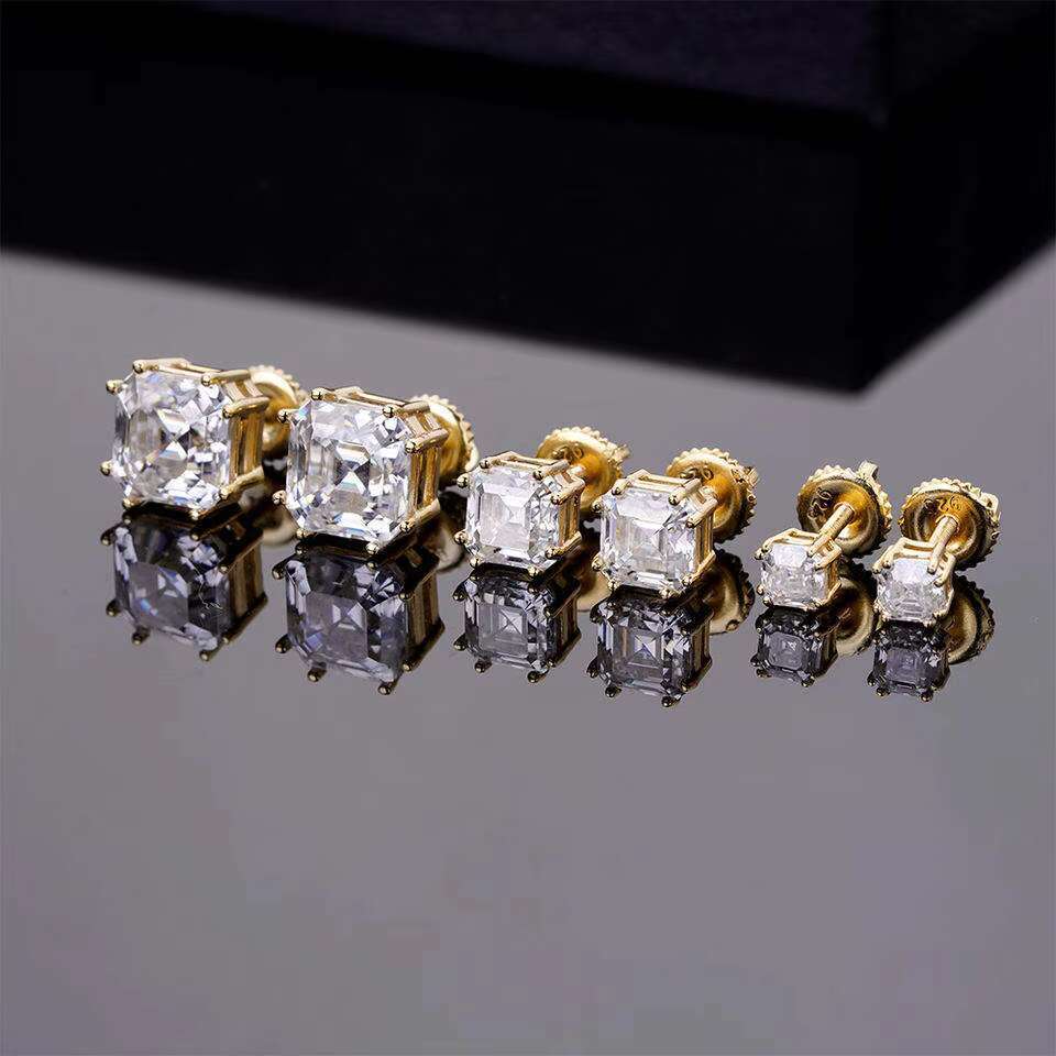 Trendy Custom Gold Earrings Jewelry Wholesale 925 Sterling Silver Vvs Moissanite Diamond Mens Stud Earrings for Men