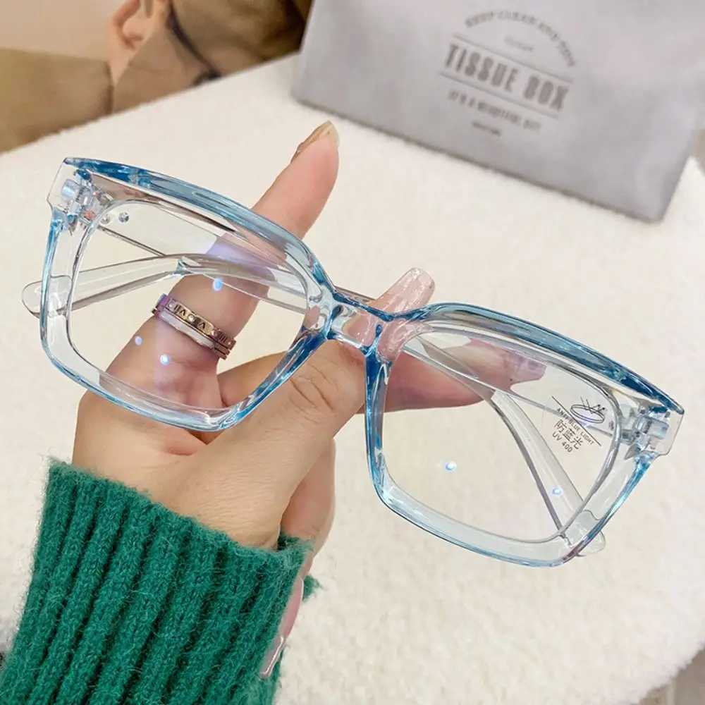 2024 Oversized Square Glasses Anti Blue Light Glasses Large Frame Myopia Glasses Flat Light Glasses Transparent Eyeglasses W250513