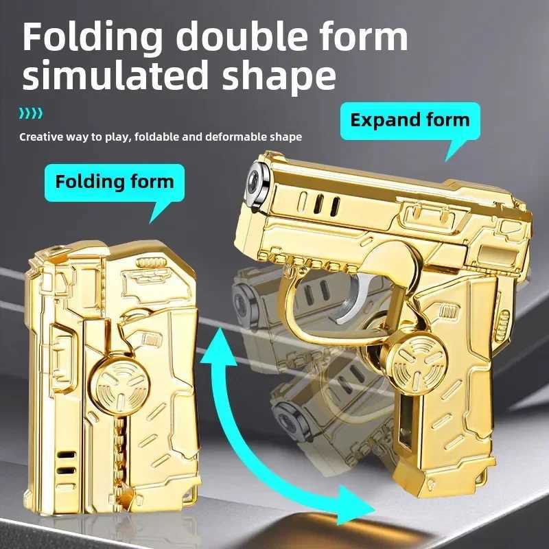 2025 Multi Functional Folding Dual Form Decompression Gyro Gun Shaped Lighter With Creative Deformation And Windproof Red Flame Y250513