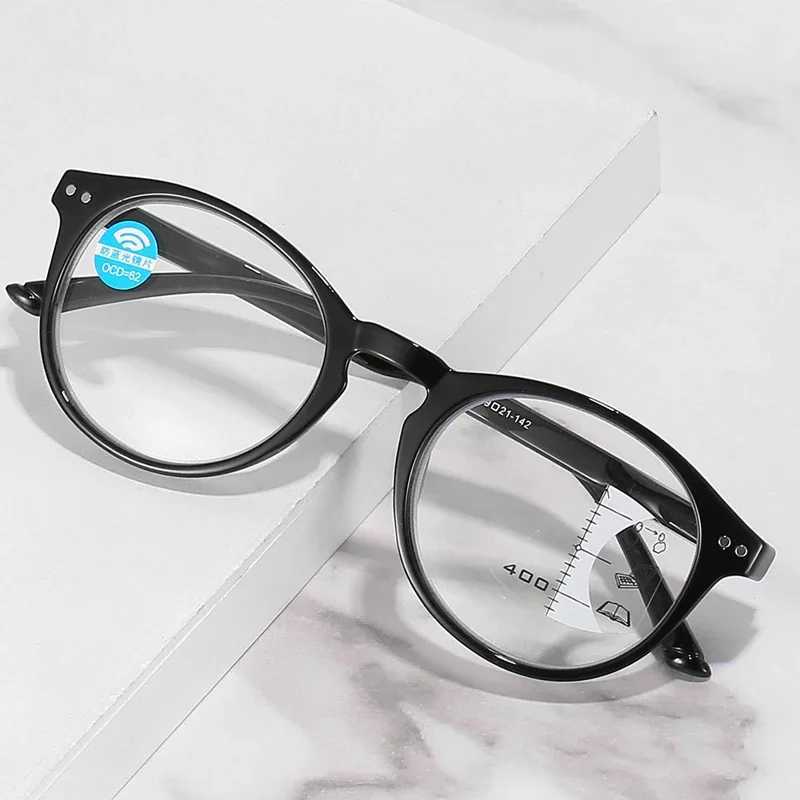 Round Frame Progressive Glasses Men Ultralight HD Multifocal Reading Glasses Ladies Women Blue Light Blocking Presbyopia Eyewear W250513