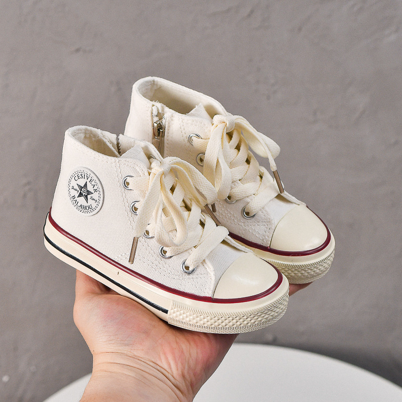 Kids Canvas Shoes for Girls Baby Boys Candy Color High Top Shoes Happysteps Sneakers Toddler Casual Summer Cloth Shoes Board Trainers Sizes US4C-4Y H0