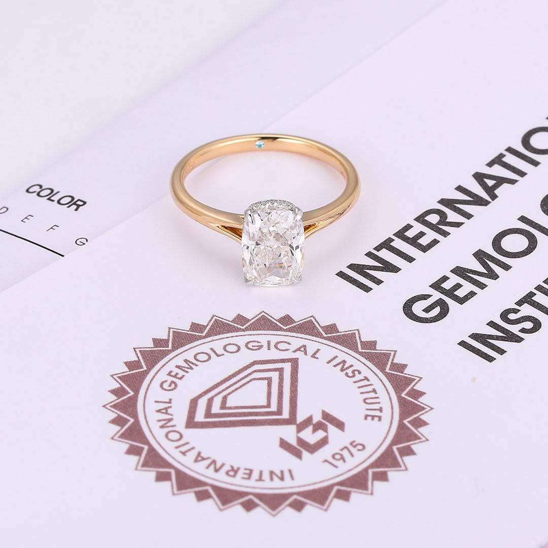 Designer Solitaire 18K 14K 10K Yellow Gold Cushion Cut D VVS1 Lab Grown Diamond 4 Prong Design Fine Jewelry Rings Wedding Engagement Rings