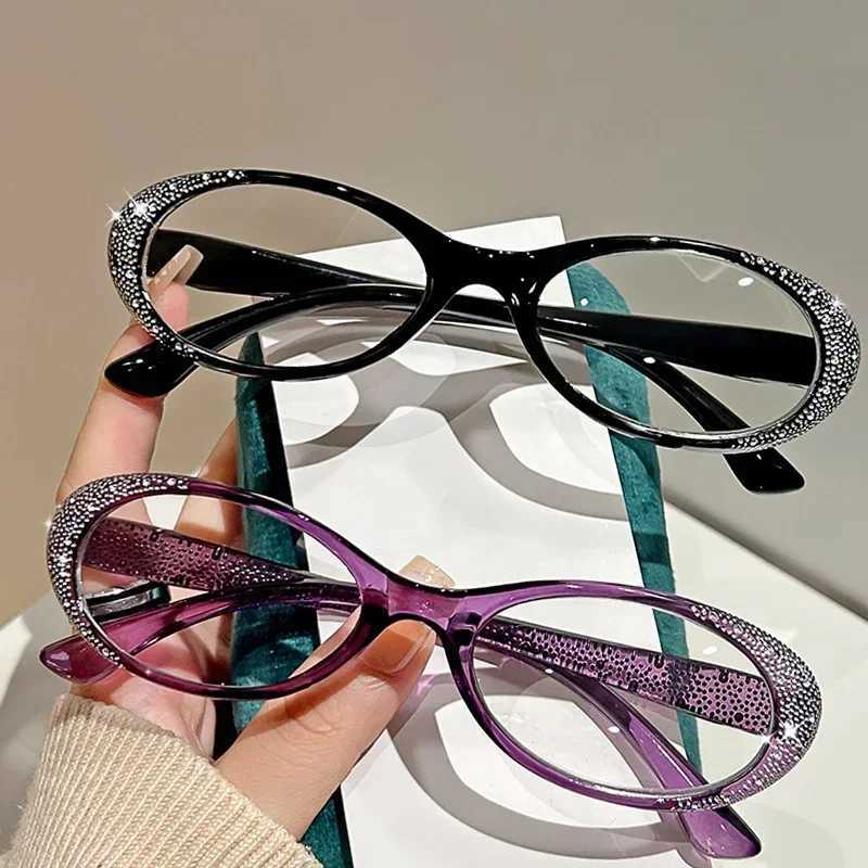 5 Colors Blue Light Blocking Reading Glasses Womens Luxury Diamond Frame Presbyopia Trendy Unisex Men HD Far Sight Eyeglasses W250513