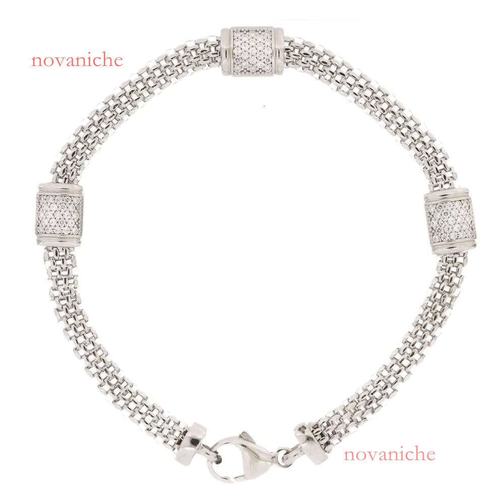Made in Italy Sier Italian Bracelet with Micro Inlaid Zircon Mesh Design Handmade Elegant Lobster Buckle