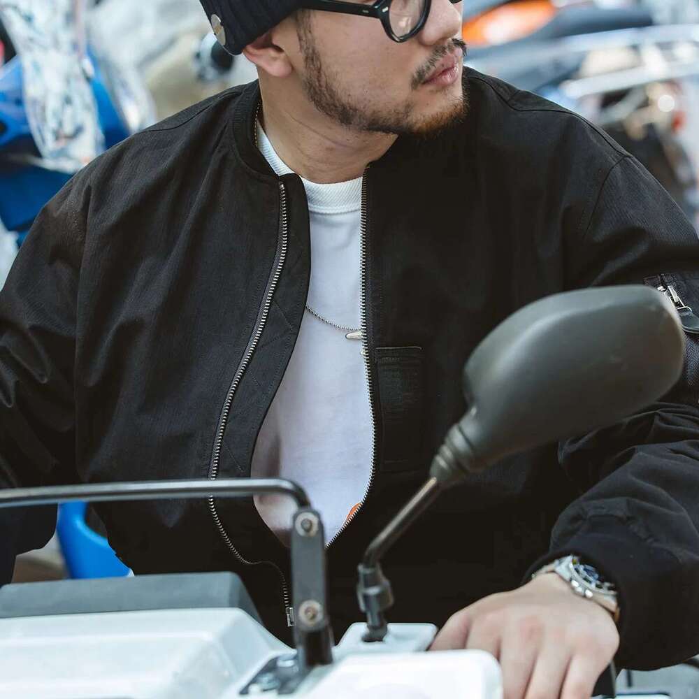 Maden Retro MA1 Bomber Flight Jackets Green Windproof Pilot Jacket Casual Motorcycle Baseball Coat for Men's Spring and Autumn