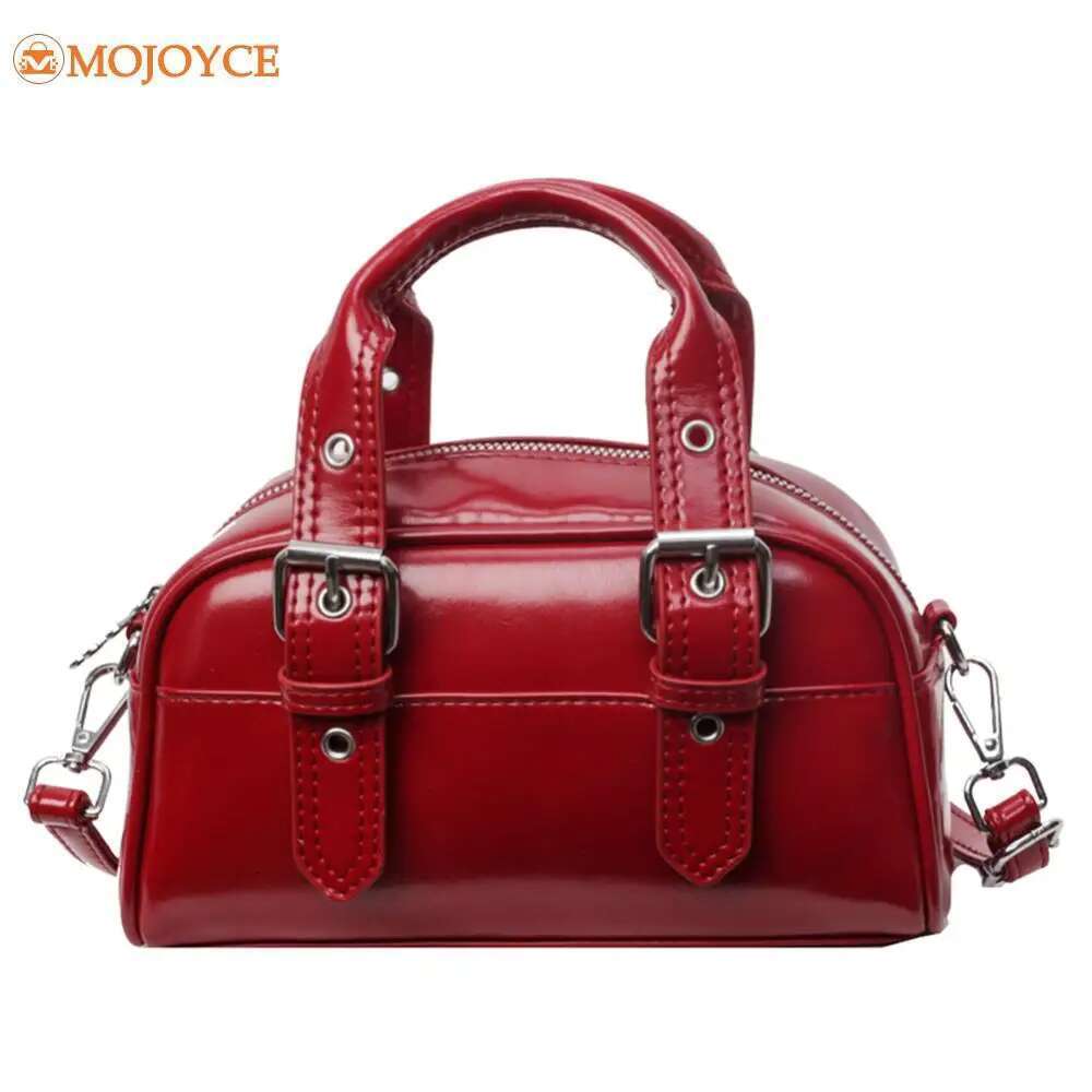 Glossy Leather Women's Handbag PU Boston Fashion Designer Shoulder Bags Ladies Mini Bag Casual Tote Purse Crossbody Messengerbag