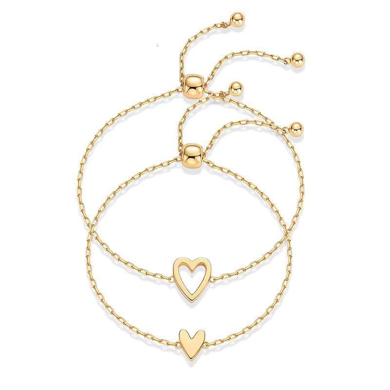 DHCollections Gold Plated Waterproof Stainless Steel Exquisite Hollow Heart shaped Friendship Couple Bracelet
