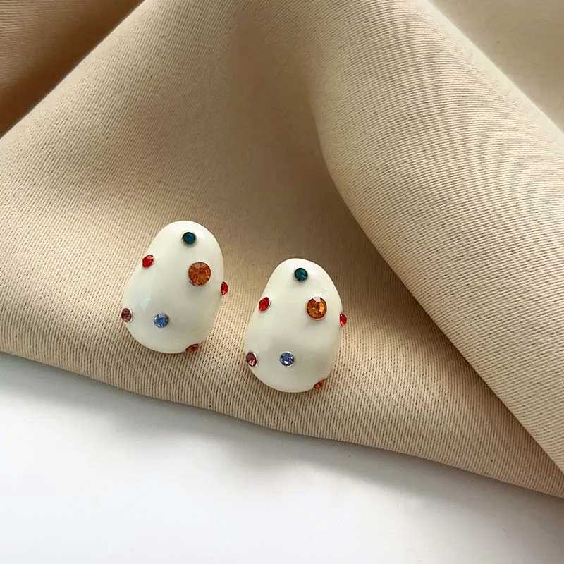 Fashion Colorful Zircon Water Droplet Earrings For Women Exquisite White Oil Dripping Irregular Earrings Jewelry Brincos Gift Y250510