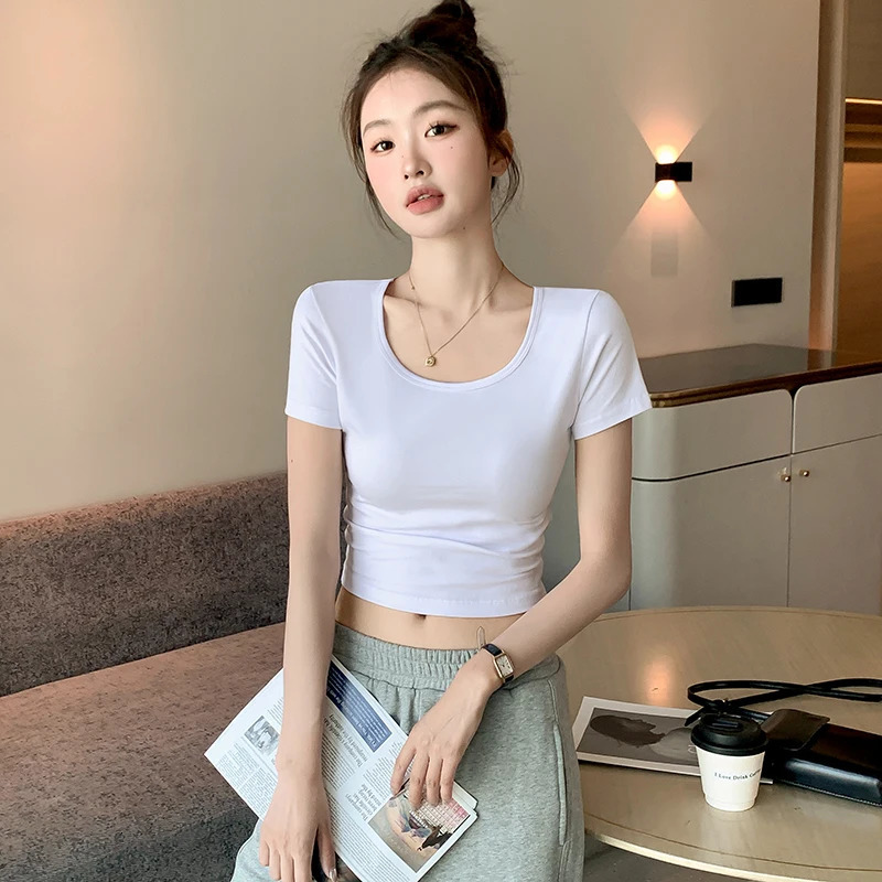 Summer Womens Basic Round Neck TShirt Pure Cotton Soft Breathable Casual Tee MultiColors 250513