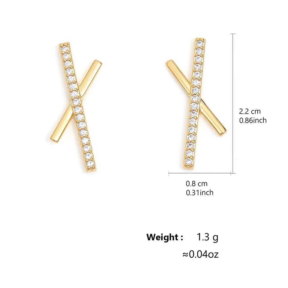 Yupsk Fashion Small Cross X-shape Zircon Pearl Earrings for Women Statement Unusual Accessories Luxury Wedding Party Jewelry Y250510