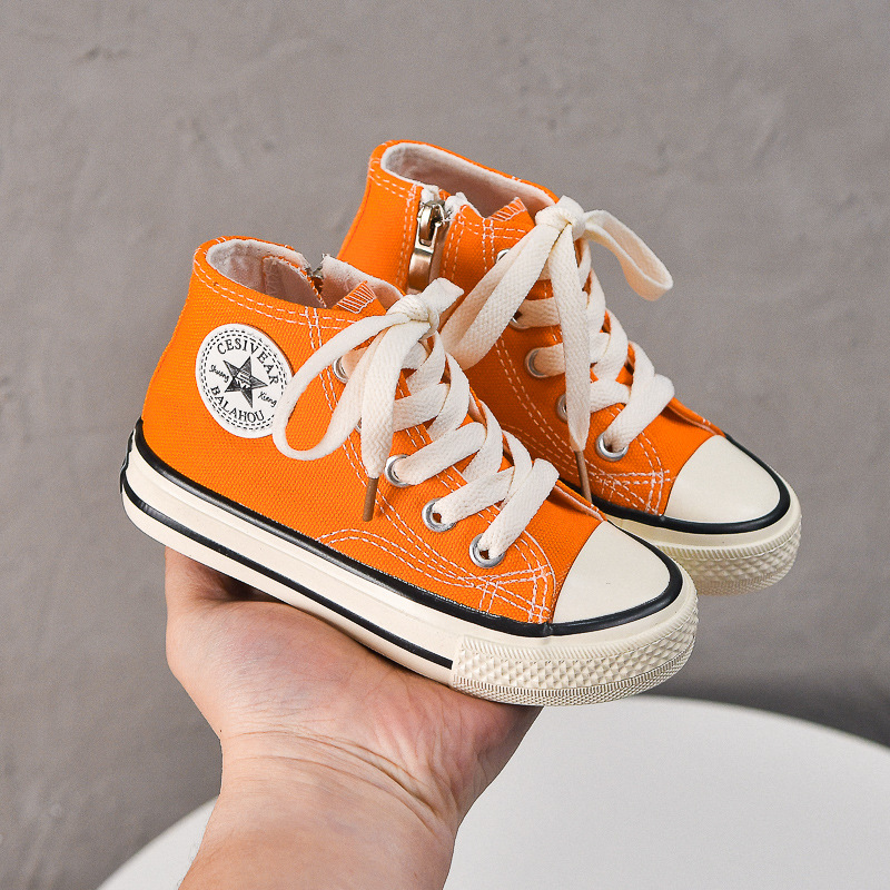 Kids Canvas Shoes for Girls Baby Boys Candy Color High Top Shoes Happysteps Sneakers Toddler Casual Summer Cloth Shoes Board Trainers Sizes US4C-4Y H0