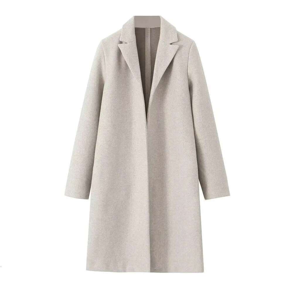 UNIZERA women's with collar long sleeved solid color autumn new warm woolen coat jacket