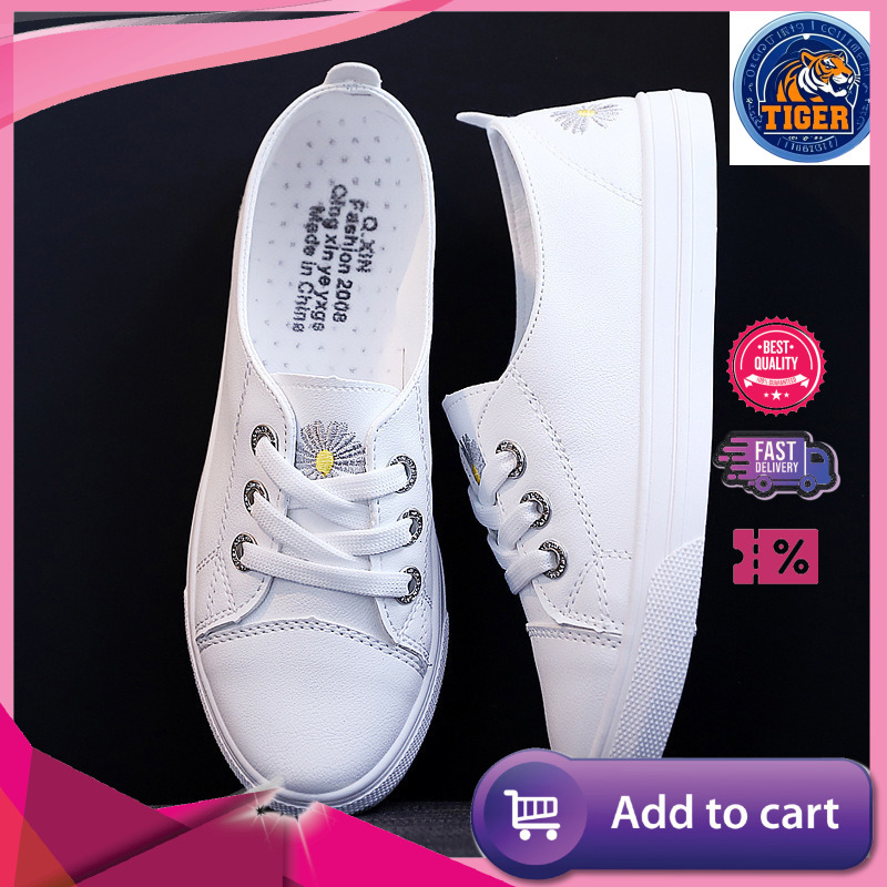 Ddmytiger New Spring And Autumn Leather Surface Lightweight Women S Versatile Casual Board One Step Flat White Shoes Trendy Outdoor Shoes
