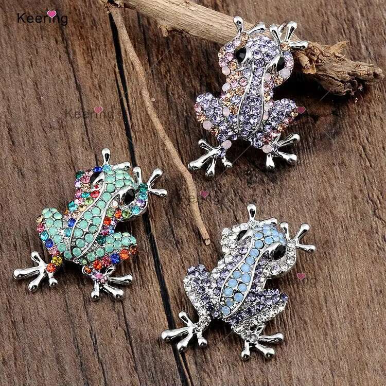 WBR-1762 Keering Luxury Stainless Steel Mosaic Diamond Pin Frog China Wholesale Women Brooches With Rhinestone for Dress Suit