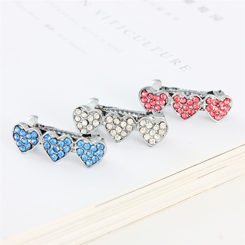 3 Pcs Rhinestone Heart Dog Hair Clips Decorative Bobby Pins for Puppies Durable Pet Accessories Elegant Hairpins for Dogs and Cats,Photography Hair Pr