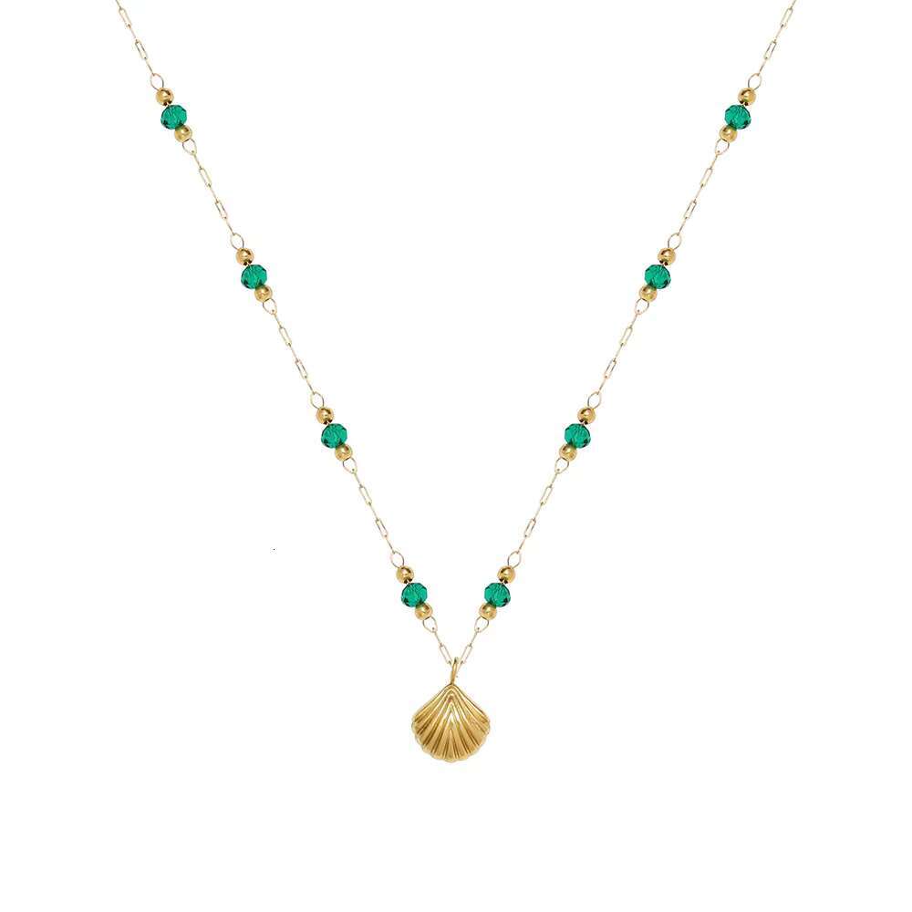 Fashionable women's jewelry gold-plated fashionable stainless steel shell pendant necklace