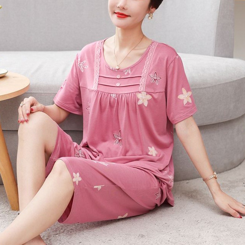 B878-Summer pajamas for women 2025 summer short-sleeved modal cotton thin large size home clothes for women suit