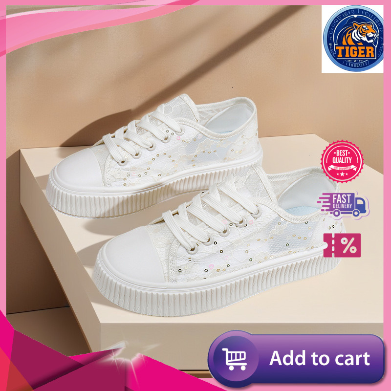 Ddmytiger Summer New Korean Ins Breathable White Women S Hollow Leisure Board Thick Bottom Versatile Sponge Cake Shoes Outdoor Shoes