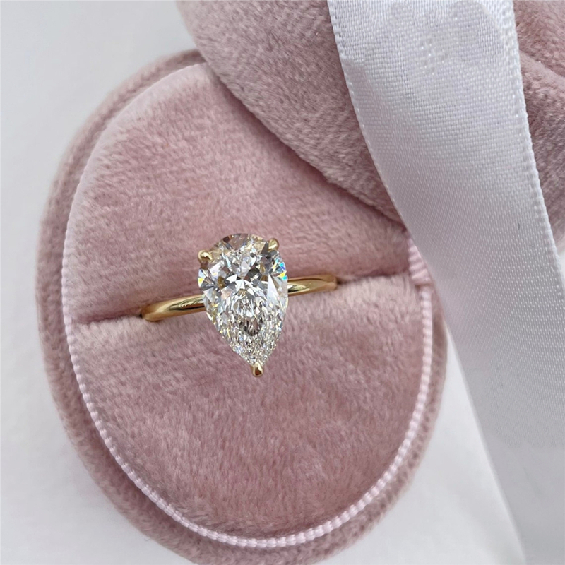 Jewelry 18K Rose Gold IGI Certificate 2.5 Carat Pear Shape Lab Grown Diamond Engagement Solitaire Ring For Women E VVS2 CVD Diamond Womens Wedding Gol