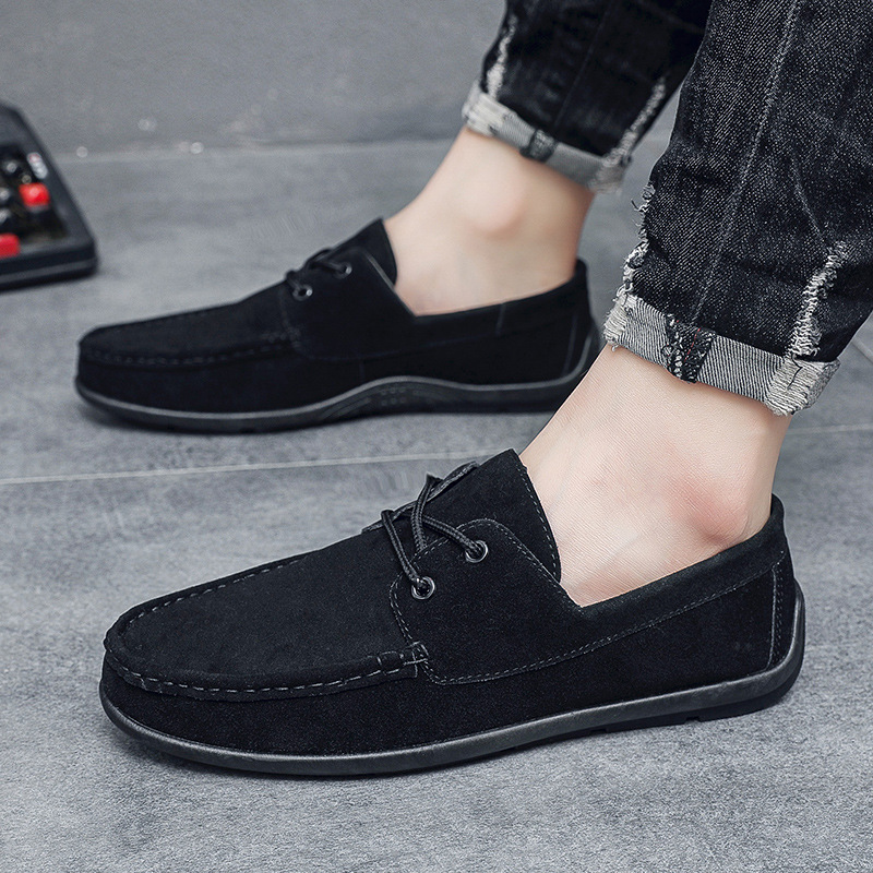 New Bean Matte Leather Casual Versatile Men S Korean Edition Youth Trend Driving Casual Shoes Anti Slip Lazy Shoes Ddmysaturn
