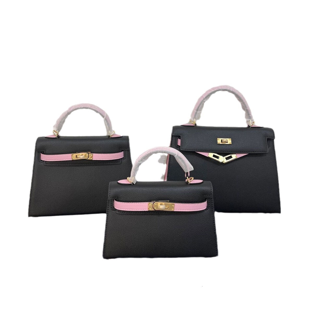 2025S designer contrasting black pink second-generation Kelly genuine leather women bag high-end single shoulder crossbody handbag Free Shipping