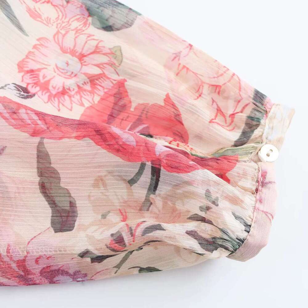 DEEABAE New French Platycodon Tea Break Floral Bow Tie To Reduce Age And Sweeess With Belt Flower Print Midi Dress