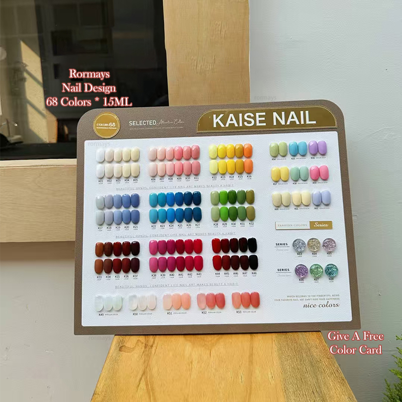 Rormays Popular gel Polishing 68PCS Mixed Clearcoat Rainbow Semi Permanent Immersion UV Nail Salon Whitening Shiny Bare Color Factory wholesale