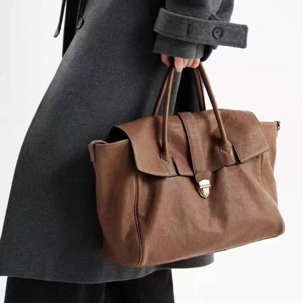 Leather Satchel Tote Top Handle Handbag Designer Shoulder Large Capacity Street Cross Body Bag For Women Man