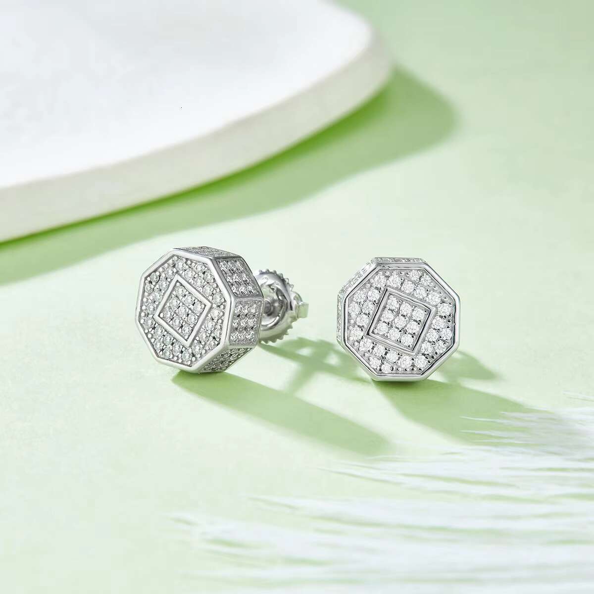 Fashion Designs Jewelry Wholesale 925 Sterling Silver VVS Moissanite Screw Back Hip Hop Earrings for Men