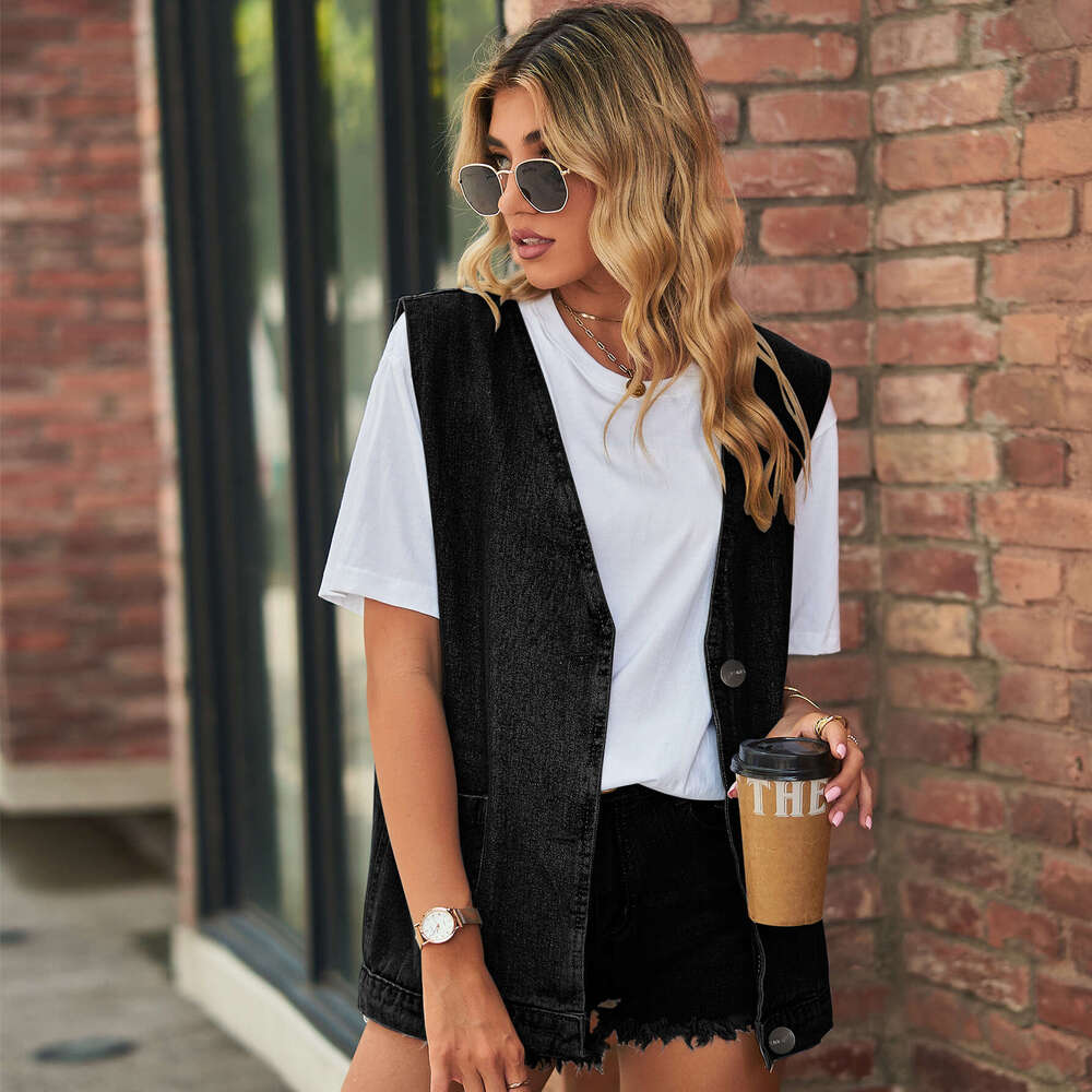 European and American camisole, trendy denim sleeveless vest, 2025 new casual versatile fashion clothing